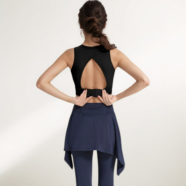 Anna Kaci Anna-Kaci Women's Crisscross Back Sports Bra With Cutout Detail And Adjustable Hook Closure