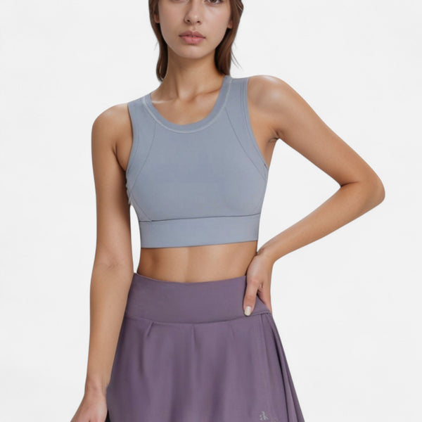 Anna Kaci Anna-Kaci Women's Crisscross Back Sports Bra With Cutout Detail And Adjustable Hook Closure