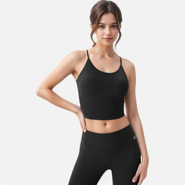 Anna Kaci Anna-Kaci Women's Crisscross Strappy Sports Bra With Lace-Up Detail