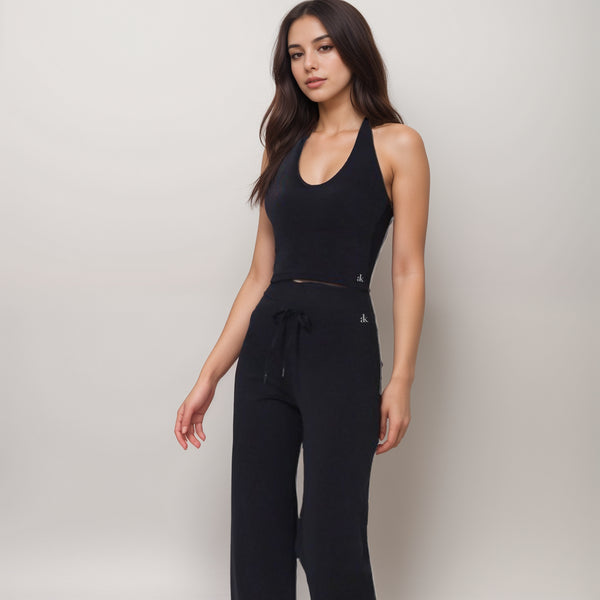 Anna Kaci Anna-Kaci Women's Halter Active Tank Top With Scoop Neckline Seamless Stretch Fit And Built-In Light Support Shelf