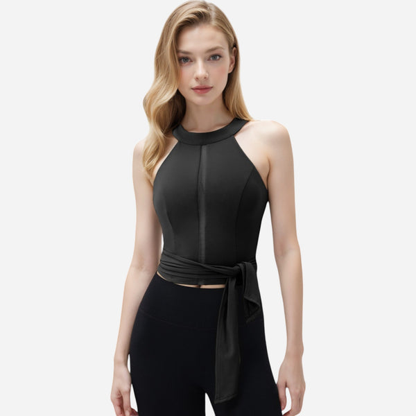 Anna Kaci Anna-Kaci Women's Halter Neck Wrap Tie Athletic Tank Top