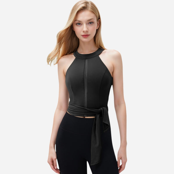 Anna Kaci Anna-Kaci Women's Halter Neck Wrap Tie Athletic Tank Top