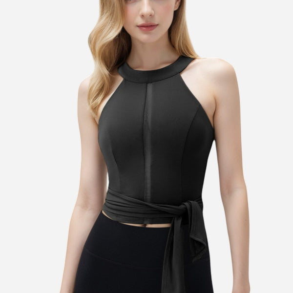 anna kaci Anna-Kaci Women's Halter Neck Wrap Tie Athletic Tank Top