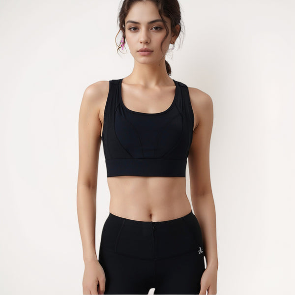 Anna Kaci Anna-Kaci Women's High Support Athletic Sports Bra With Scoop Neck And Wide Adjustable Straps