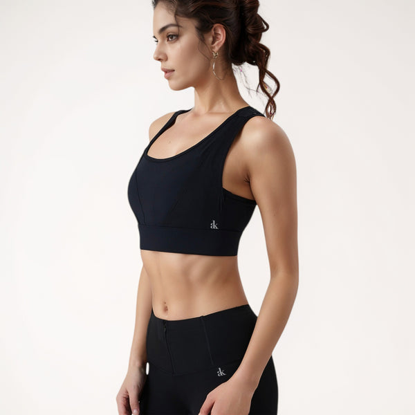 Anna Kaci Anna-Kaci Women's High Support Athletic Sports Bra With Scoop Neck And Wide Adjustable Straps