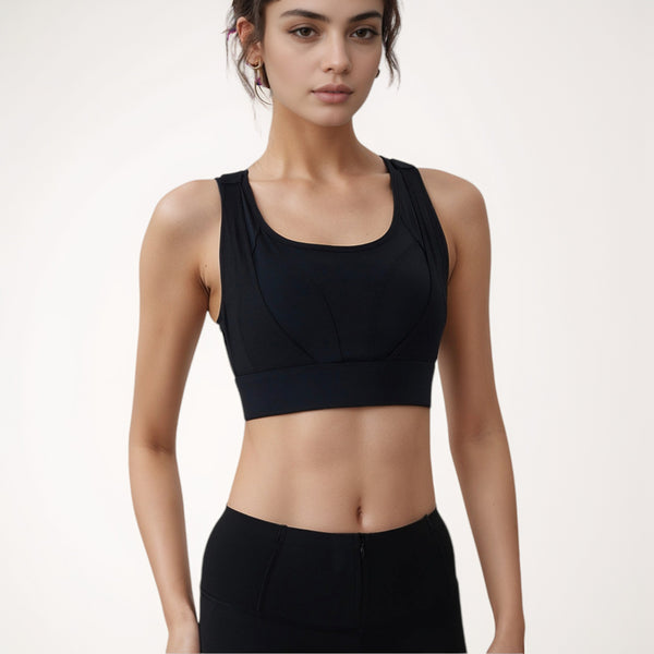 Anna Kaci Anna-Kaci Women's High Support Athletic Sports Bra With Scoop Neck And Wide Adjustable Straps