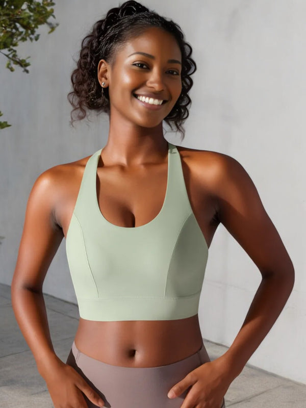 Anna Kaci Anna-Kaci Women's High Support Racerback Sports Bra With Contour Seams