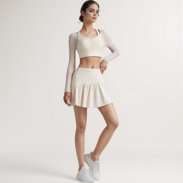 Anna Kaci Anna-Kaci Women's High Waist Active Skort With Built-In Shorts And Soft Gathered Hem Detail