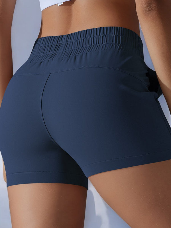 Anna Kaci Anna-Kaci Women's High Waist Athletic Shorts With Elastic Waistband And Side Pockets