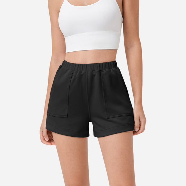 Anna Kaci Anna-Kaci Women's High Waist Elastic Shorts With Side Pockets