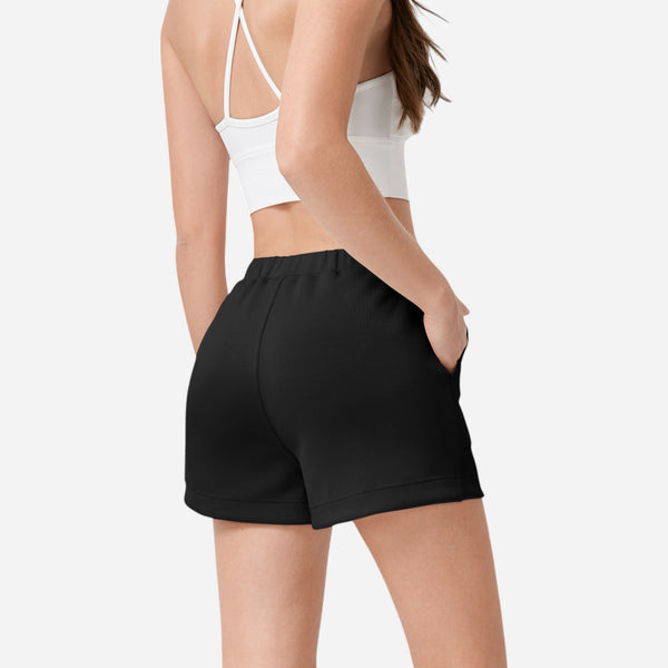 Anna Kaci Anna-Kaci Women's High Waist Elastic Shorts With Side Pockets