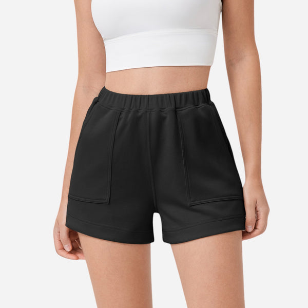 anna kaci Anna-Kaci Women's High Waist Elastic Shorts with Side Pockets