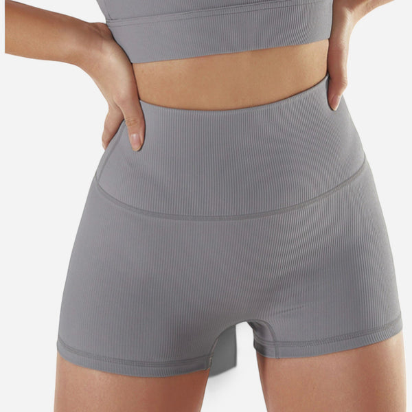 Anna Kaci Anna-Kaci Women's High Waist Ribbed Seamless Shorts With Stretch Fabric