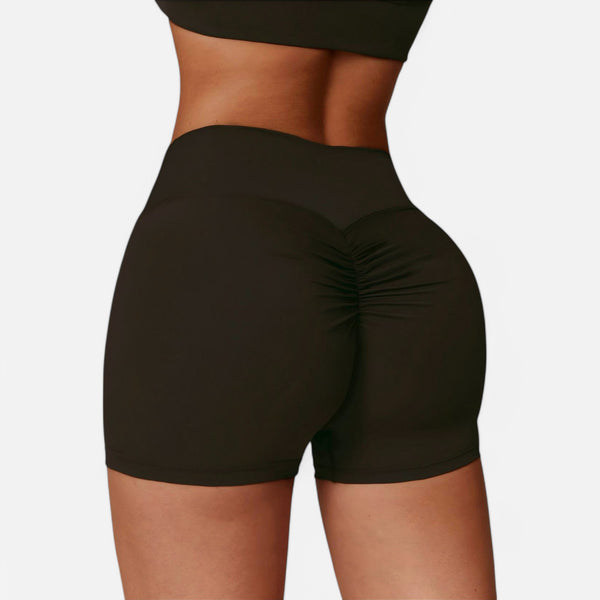 Anna Kaci Anna-Kaci Women's High Waist Ruched Seamless Shorts With Stretch Fabric