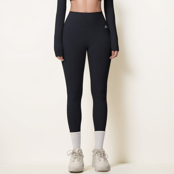 Anna Kaci Anna-Kaci Women's High Waist Seamless Full-Length Leggings With Compression Fit Stretch Fabric And Minimal Logo Detail