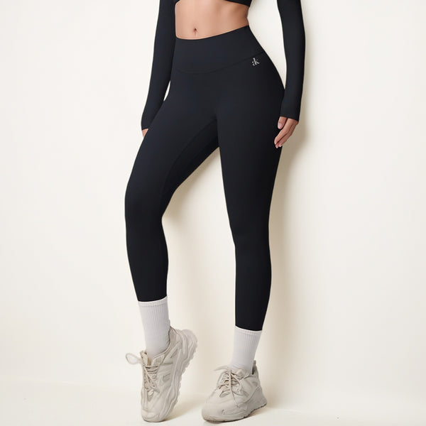 Anna Kaci Anna-Kaci Women's High Waist Seamless Full-Length Leggings With Compression Fit Stretch Fabric And Minimal Logo Detail