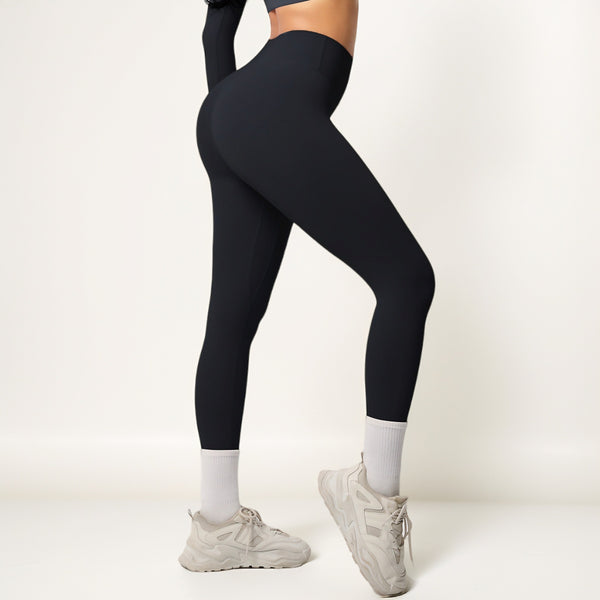 Anna Kaci Anna-Kaci Women's High Waist Seamless Full-Length Leggings With Compression Fit Stretch Fabric And Minimal Logo Detail