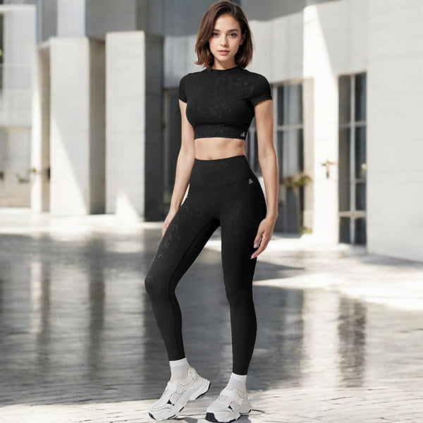 Anna Kaci Anna-Kaci Women's High Waist Seamless Leggings With Subtle Textured Pattern