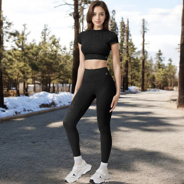 Anna Kaci Anna-Kaci Women's High-Waist Textured Seamless Leggings