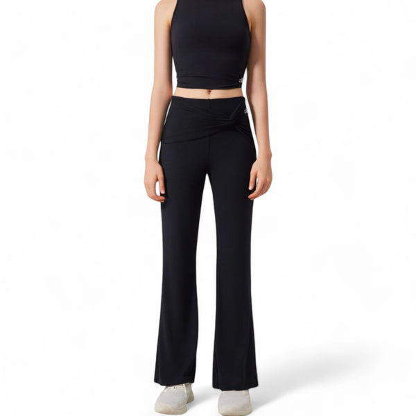 anna kaci Anna-Kaci Women's High-Waisted Flare Pants with Twist Knot Detail