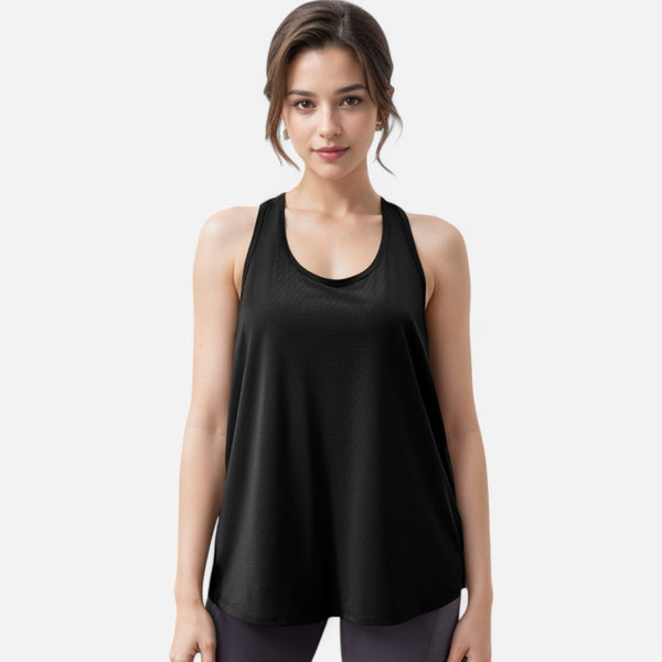 Anna Kaci Anna-Kaci Women's Lightweight Racerback Tank Top With Textured Stripe Pattern