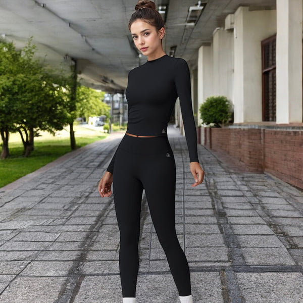 Anna Kaci Anna-Kaci Women's Long Sleeve Seamless Compression Top For Workout And Activewear