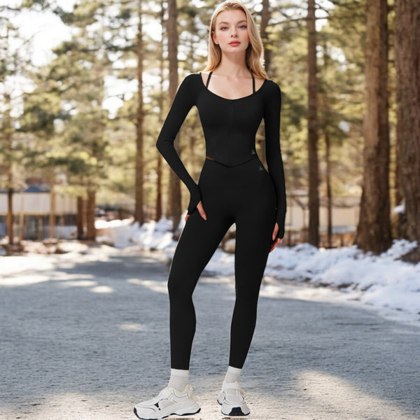 Anna Kaci Anna-Kaci Women's Long Sleeve Zip-Up Top With Thumbholes