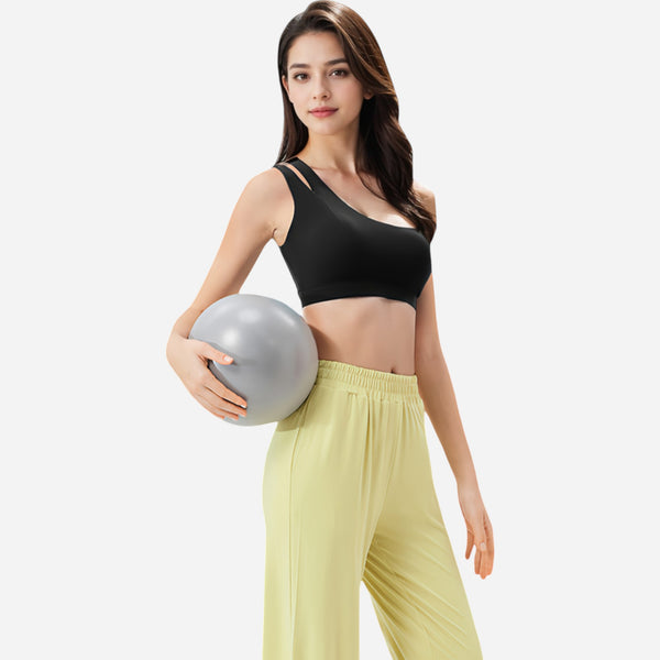 Anna Kaci Anna-Kaci Women's One Shoulder Cut-Out Sports Bra With Asymmetrical Design