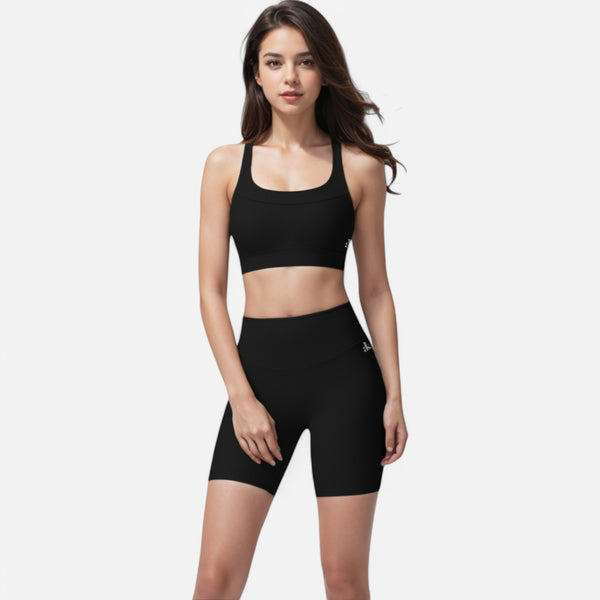 Anna Kaci Anna-Kaci Women's Ribbed Scoop Neck Sports Bra With Wide Straps