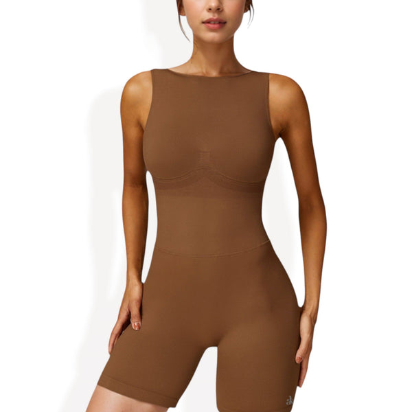 anna kaci Anna-Kaci Women's Sleeveless Compression Bodysuit with High Neckline and Seamless Design