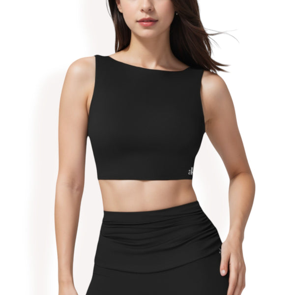 anna kaci Anna-Kaci Women's Sleeveless Crop Top with High Neckline