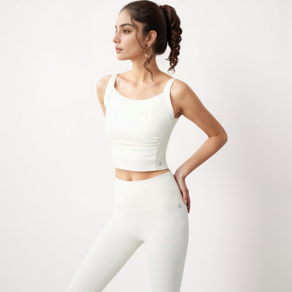 Anna Kaci Anna-Kaci Women's Square Neck Cropped Sports Tank Top With Wide Shoulder Straps And Smooth Seamless Finish