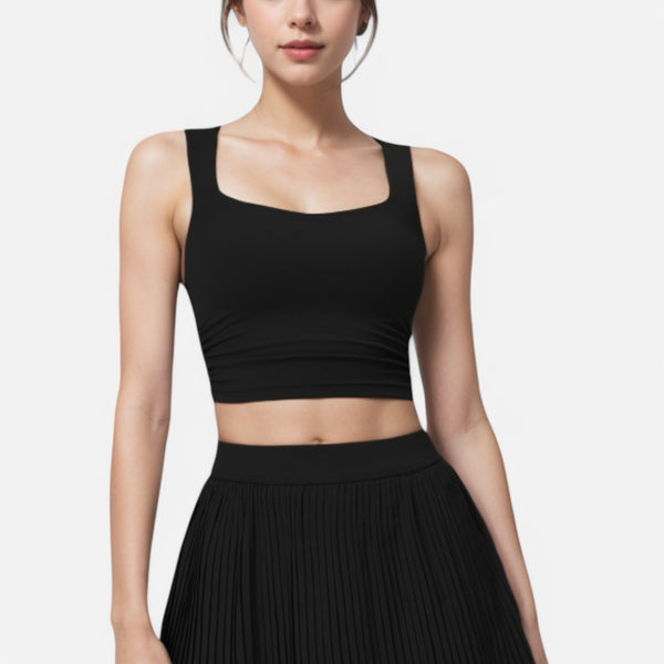 anna kaci Anna-Kaci Women's Square Neck Cropped Tank Top with Wide Straps