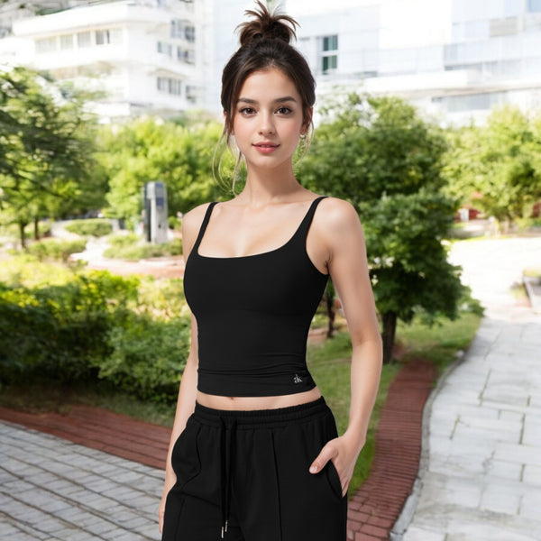 Anna Kaci Anna-Kaci Women's Square Neck Sleeveless Tank Top With Stretch Fit