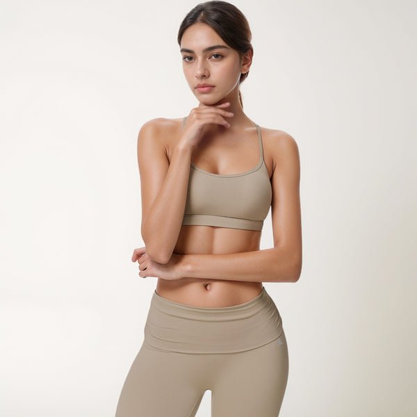 Anna Kaci Anna-Kaci Women's Strappy Active Sports Bra With Scoop Neckline Thin Back Straps And Stretch Compression Fabric For Light Support