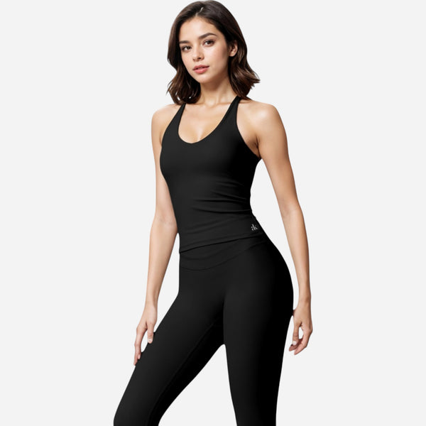 Anna Kaci Anna-Kaci Women's Strappy Back Fitted Tank Top With Scoop Neck