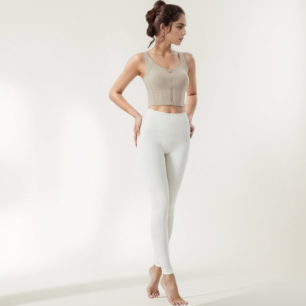 Anna Kaci Anna-Kaci Women's Zip-Up Cropped Athletic Tank Top With Built-In Bra And Contoured Seam Design