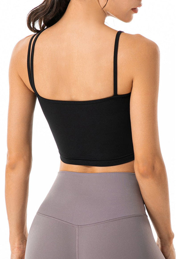 Anna Kaci Asymmetrical Cut-Out Strappy Longline Sports Bra Tank
