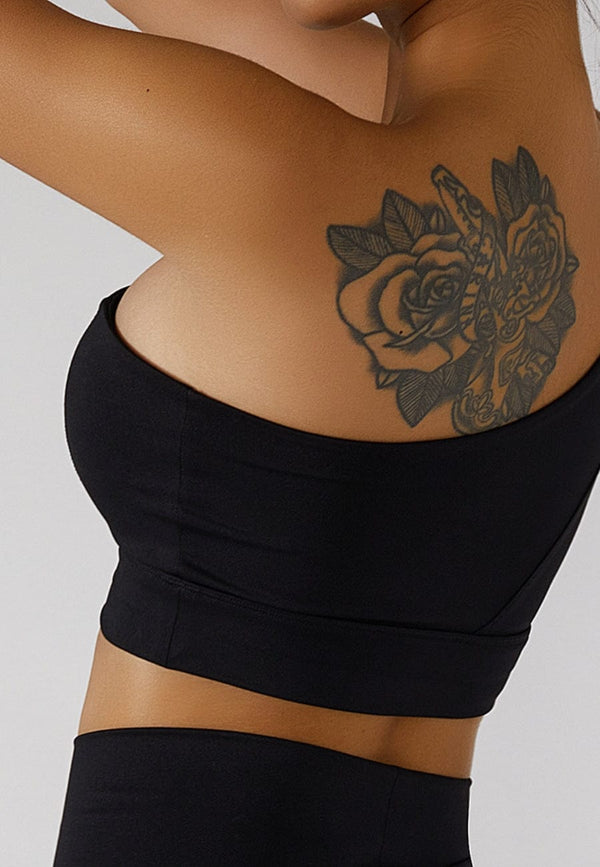 Anna Kaci Asymmetrical One Shoulder Double Strap Sports Bra Tank