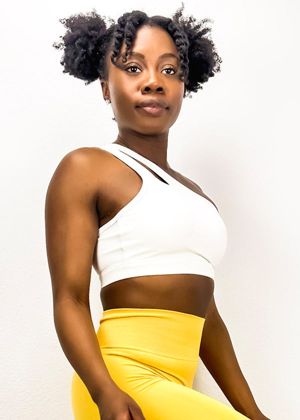 Anna Kaci Asymmetrical Single Shoulder Straps Sports Bra