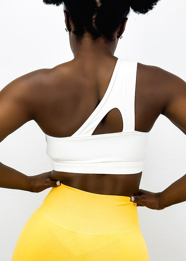 Anna Kaci Asymmetrical Single Shoulder Straps Sports Bra