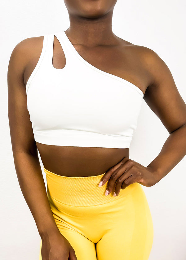 Anna Kaci Asymmetrical Single Shoulder Straps Sports Bra