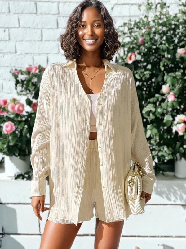 anna kaci Casual Pleated Textured Women's 2 Piece Suit