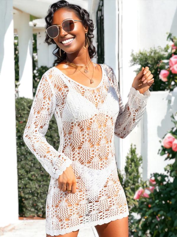 Anna Kaci Crochet Knitted Tunic Bikini Cover Up Beach Outfit