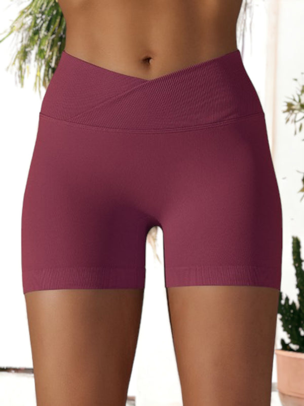 anna kaci Cross Waist Hip Tight Seamless Yoga Sports Shorts