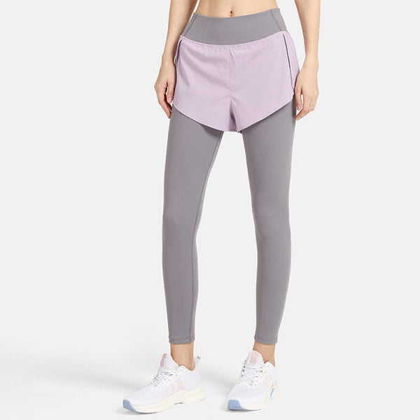 Anna Kaci Faux Two-Piece Legging With Active Shorts