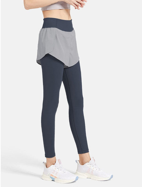 Anna Kaci Faux Two-Piece Legging With Active Shorts