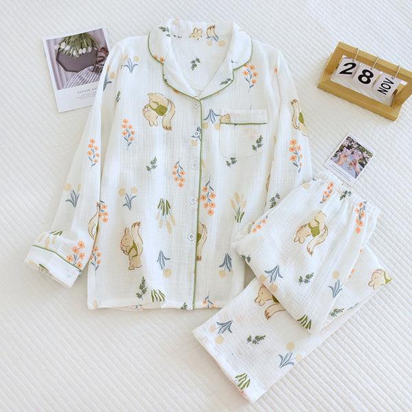 anna kaci Floral and Squirrel Print Pajama Coordinates