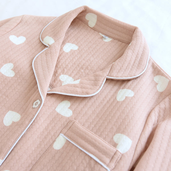 Anna Kaci Heart Pattern Textured Pajama Coordinates