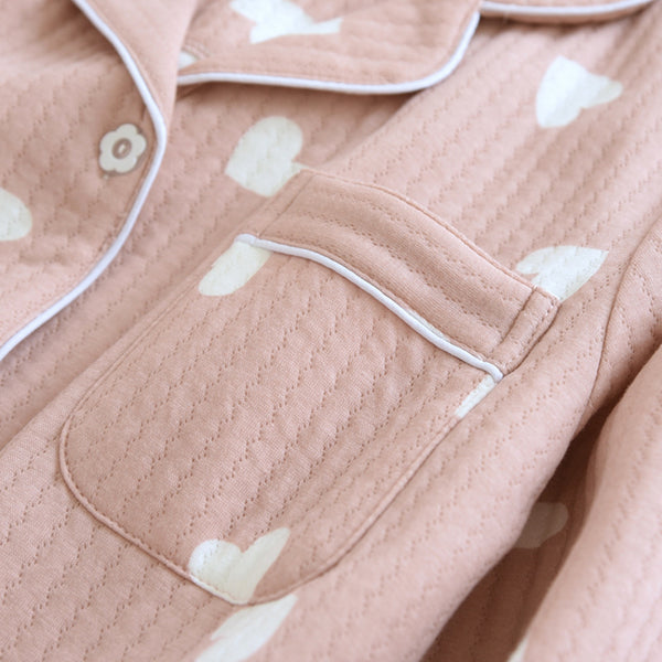 Anna Kaci Heart Pattern Textured Pajama Coordinates